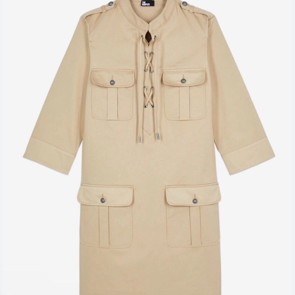 BNWT The Kooples Twilly View Tan Safari Dress FR 0, US 2, XS
